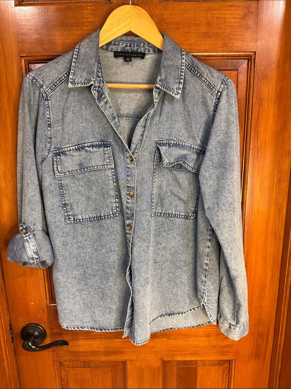 Jane and Delancey Light Blue Washed Denim Shirt Jacket